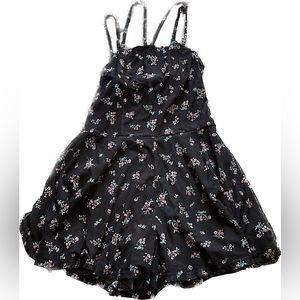 Black floral strappy romper